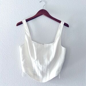 Sincerely Jules Off White Corset Style Cropped Top Shirt | Sz Large